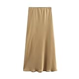 Photo Gallery ahiojegx gonna raso lunga gonna a mezza casual con elastico in vita e tinta unita da donna, a chic vintage(brown,m) Photo Gallery ahiojegx gonna raso lunga gonna a mezza casual con elastico in vita e tinta unita da donna, a chic vintage(brown,m)