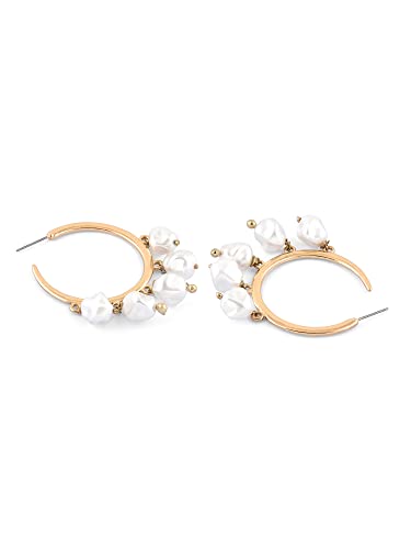 Image of Ami Gold Tone Contemporary Classy Charm Semi Hoop Earring For Women-ZPFK20340