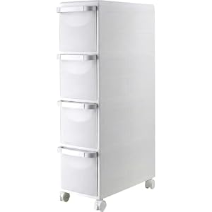 隙間収納 2段 標準モデル キッチン バスルーム対応 スリム収納キャビネット プラスチック引き出し 省スペース 多機能分類整理 キャスター付き (4段,(A)標準モデル)