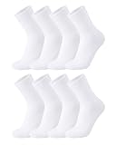 JOCMIC 8 Pairs Boys kids School Socks Cotton Rich girls Children Athletic Breathable Seamless White, 12-15 Years