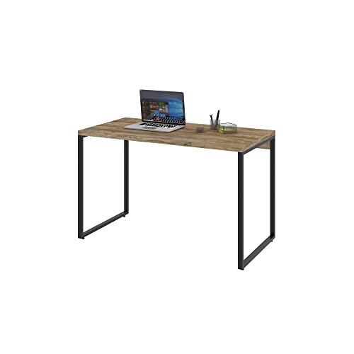 Mesa para Escritório Office Estilo Industrial 1,20m, Compace, Kuadra, Carvalho/Est. Preta