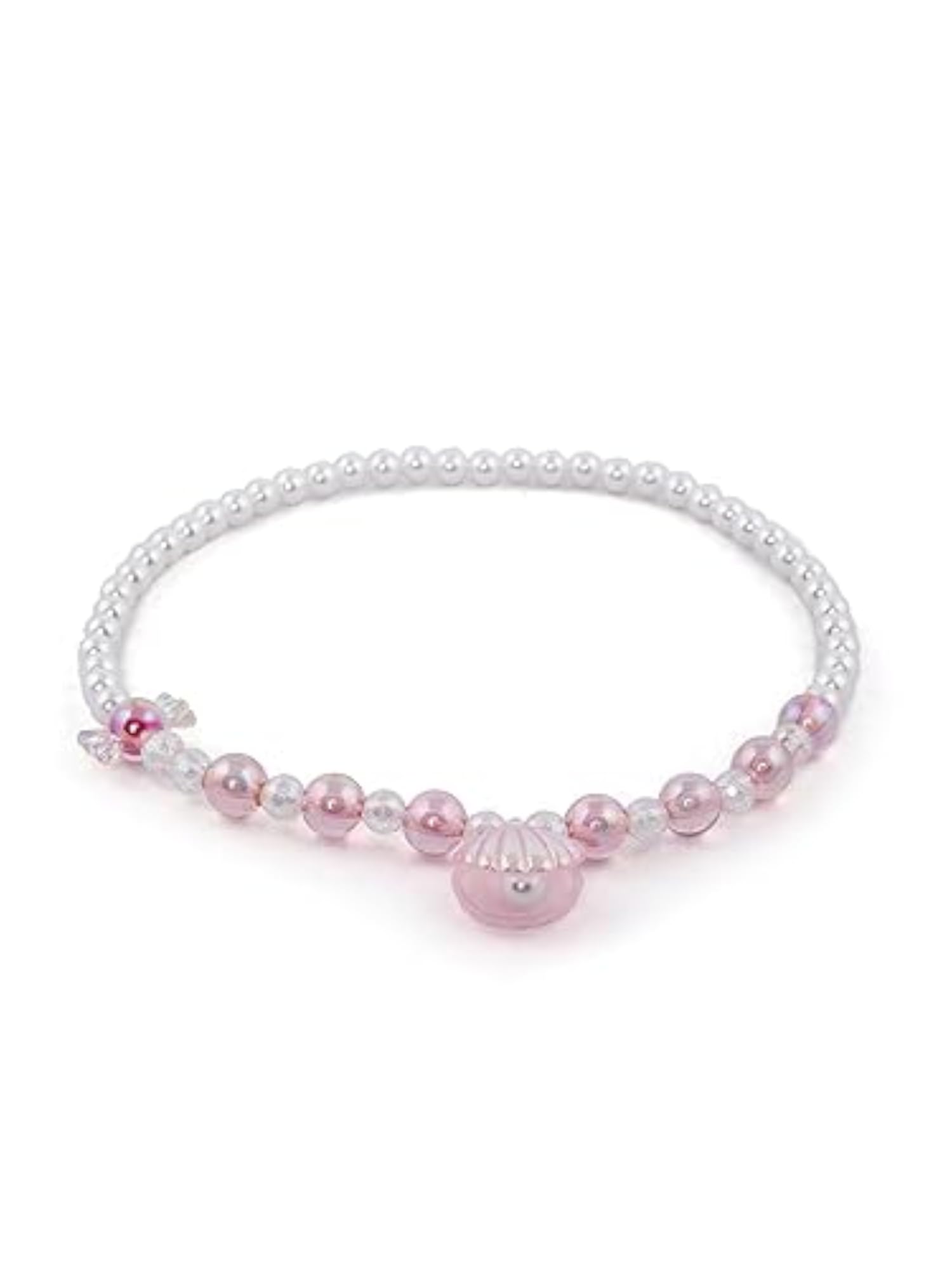 Girls White Pink Beaded Jewellery Set