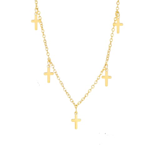 Collier croix en argent 925 pour femme avec fine chaîne ajustable