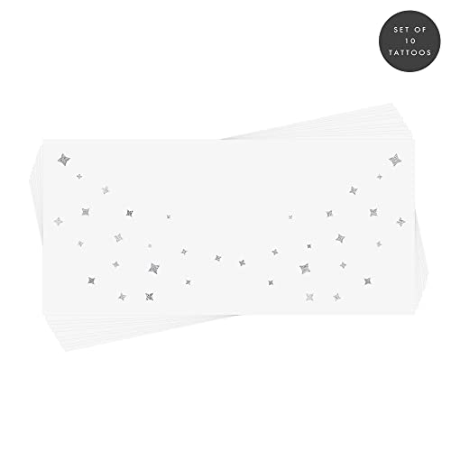 Dew Drops Eye Jewel Set Of 10 Premium Waterproof Metallic Silver Foil Temporary Flash Tattoos - Party Favors, Temporary Tattoo, Face Tattoo, Face Freckles, Face Jewels, Stars #TOP2