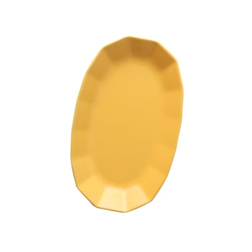 Mipcase Assiette Poisson Céramique Jaune pour Fruits et Apéritifs Plateau de Service Polyvalent pour Repas Maison et Restaurant