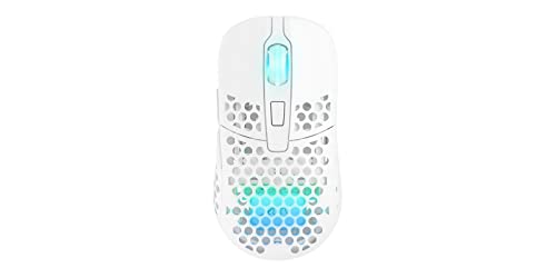 Xtrfy M42 Wireless, Mouse da Gioco Ultraleggero Senza Fili, Ottimizzato per Gaming Competitivo, Wireless 2,4 GHz, Illuminazione RGB, Alloggiamento Modulare (include 2 Misure), Ricaricabile, Bianco