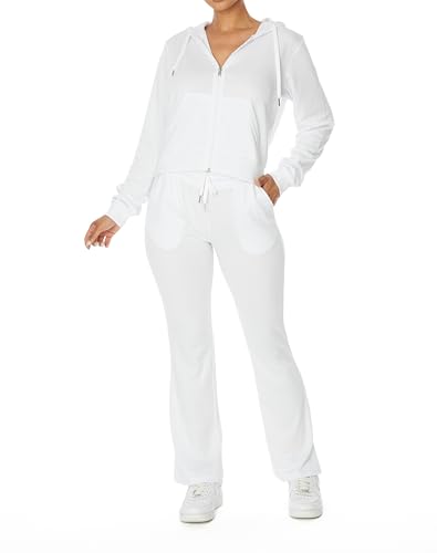 APLUSA Women's 2 Piece Outfit Sweatsuit Set Zip Up Hoodie Wide Leg Sweatpants French Terry Lounge Set