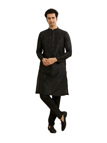 Image of Manyavar Men's Art Silk Blend Jacquard Kurta Set (2pcs)