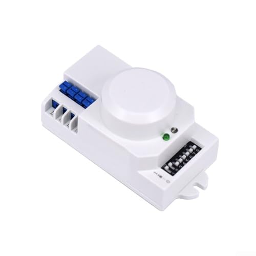 Interruptor de sensor de movimiento de microondas de 5,8 GHz con detección de 360 grados, rango de detección ajustable de 2 a 10 m y temporizador de retardo de 10 a 30 minutos para control de