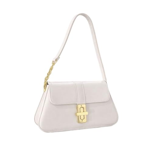 Bolsa Feminina de Ombro Elegante com Fecho Frontal e Detalhe em Corrente(Branco)