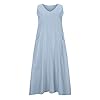 Cotton Linen Maxi Dress for Women Summer Boho Casual Beach Dresses Sleeveless Solid Long Dress Vacation Outfits #2