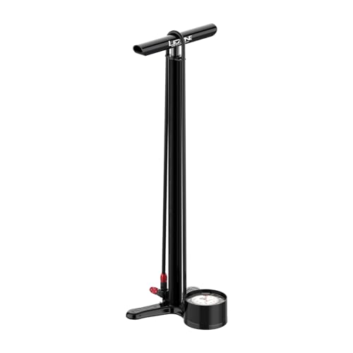 LEZYNE CNC Floor Drive 3.5 Bicycle Floor Pump with 3.5 Analog Gauge - CNC Machined Aluminum High Pressure 220PSI Tire Air Pump for Road/Track Bikes - ABS-1 Pro Chuck for Presta/Schrader - Satin Black