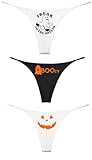 Southern Sisters Halloween Women's Thong Pack of 3 (Pack A) Small Freak Boo-ty Pumpkin White