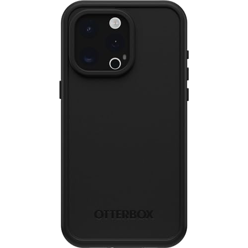 Image of OtterBox iPhone 15 Pro MAX (Only) FRĒ Series Waterproof Case with MagSafe (Designed by LifeProof) - Black, Waterproof, 60% Recycled Plastic, Sleek and Stylish