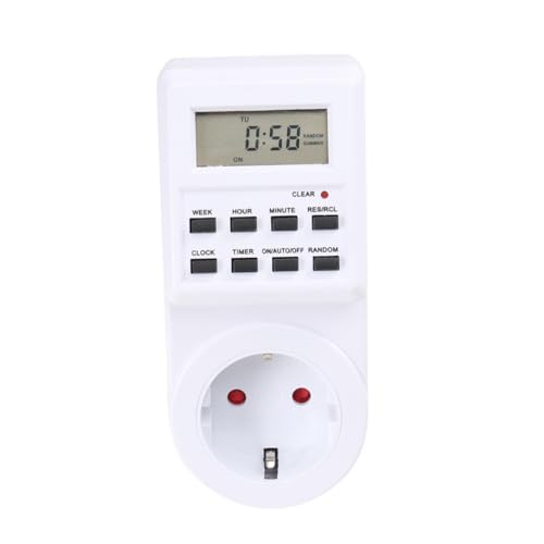 SHOWERORO Temporizador Digital Enchufe Medidor de Energía con Pantalla Pequeña Fácil de Leer, Material Pc, Enchufe para Uso Interior y Control de Consumo Eléctrico