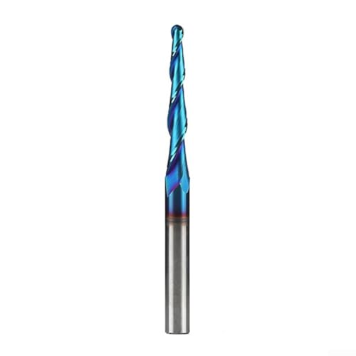 DAZZLEEX Spiral Ball Nose End Mill Router Bit 6.35mm Shank 2-Flute Tapered Carbide Cutter For CNC Machining Center High Speed Milling Tool(3.125mm)