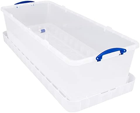 Really Useful Box 134 Litre with XL Lid Plastic Storage Box Clear