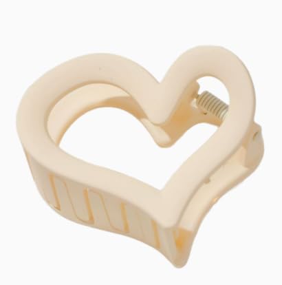 French Heart Acetate Hair Claw Clip for Women, Small Half Moon Shark Clip for Half Up Updo, Smooth Hair Accessory for Office Travel (A)