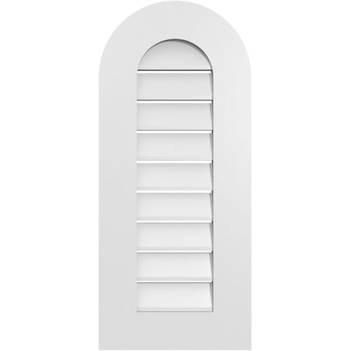 Ekena Millwork GVPRT14X3201SF Round Top Surface Mount PVC Gable Vent, Factory Primed White