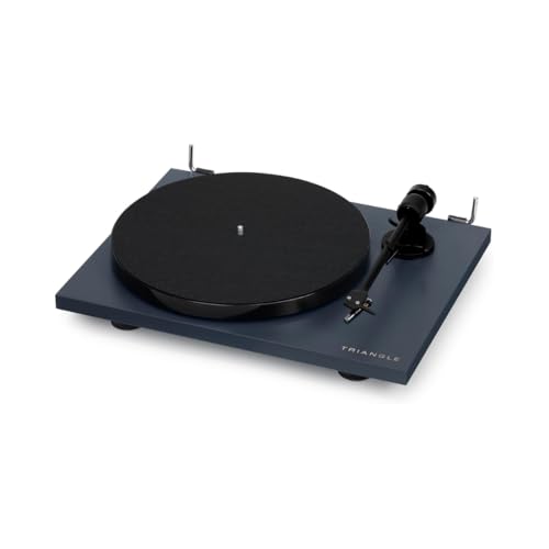triangle - Lunar 1 Turntable - 33/45 RPM Belt-Driven Manual Turntable - Integrated OM-5E Cartridge - 420 x 112 x 330 mm - Blue