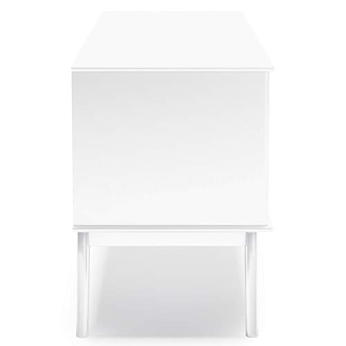 Simpli Home Draper SOLID WOOD Universal Low TV Media Stand, 60 inch Wide, Modern Industrial, Living Room Entertainment Center, Shelves, Cabinets, for Flat Screen TVs up to 70", White
