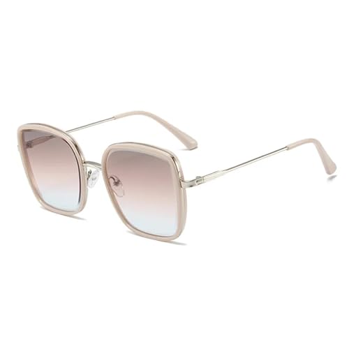 Lunettes de soleil haut de gamme grand format punk chic beige avec verres protecteurs UV400