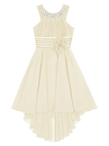 Sholeno Kids Girls Halter Neck Chiffon High Low Wedding Bridesmaid Flower Girls Dress Evening Prom Party Ball Gown3