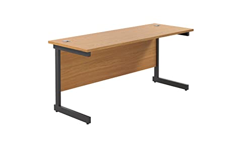 Office Hippo Heavy Duty Rectangular Cantilever Office Desk, MFC, Black Frame, Oak Top, 180 x 60 x 73 cm