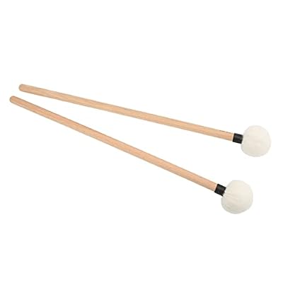 2Pcs Drum Mallet Felt Head Wooden Handle Set Kit for Easy Percussion (黑色)