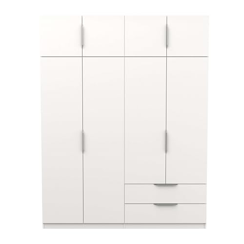 Miroytengo Armario Ghost Grande, Vestidor con Diferentes Compartimentos, 8 Puertas y 2 Cajones, Blanco Mate o Roble Kronberg o en Blanco y Roble 203x158x51 cm - imagen 7