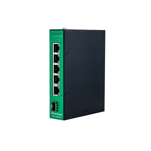 Image of MS1-L05G01F. Industrial Network Switch, 5-Port Lite-Managed, RJ45 /SFP Interface, 1.22x5.35x4.31 inch, 0.62 lb, DIN-Rail Mount, Metal Housing, 20-57 VDC.