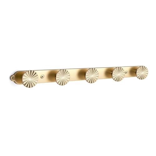 Heavy Duty Zinc Alloy Wall Hooks, Single Packed Champagne Bronze (5 Tri Hooks) Coat Hooks for Hanging Coats, Towels, Bags, Keys, Wall Mounted Utility Hooks for Bathroom, Entryway, Closet, Bedroom
