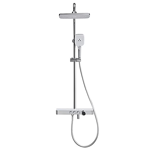 Combiné douche de tête et pommeau mural avec tablette porte-shampooing