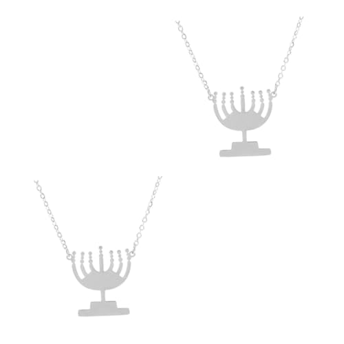DIYEAH 2 Piezas colgante de collar de candelabro pequeña tarjeta de felicitación collar de la joyería collar colgante de acero inoxidable para mujer collar de acero inoxidable Silver