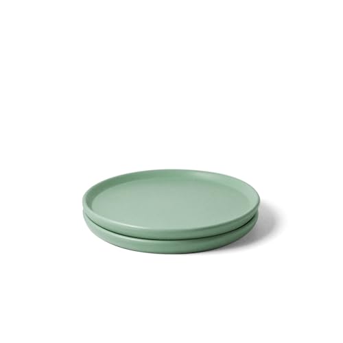 Image of Ceramic Qaurter Plates, 2 Pcs | Dessert Plate | Side Plate with Rim | Microwave, Oven Dishwasher Safe | Stoneware Set of 2 Quarter Plates | (Almost Blue, Side Plate)