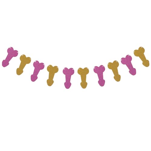 Tourima JGA Girlande 2,4m Penis Deko Gold & Pink 14,5cm, Bride to Be Deko, Junggesellenabschied Frauen, Bachelorette Party Accessories, JGA Accessoires Frauen, Polterabend Deko, Same Penis Forever