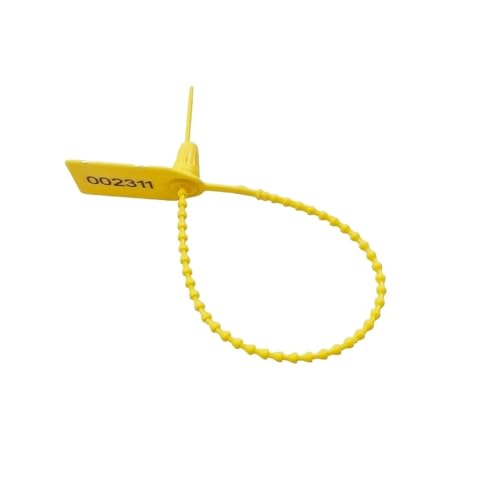 100 unidades Precintos de Seguridad de Plastico Rojos, Bridas numeradas para maleta, cajas, 25 CM (Amarillo, 100 Unidades)