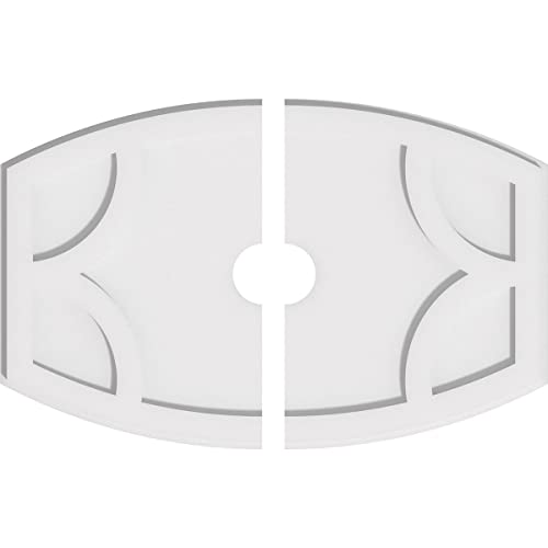 Image of Ekena Millwork CMP26X17KY2-03000 Kailey Architectural Grade PVC Contemporary, Two Piece Urethane Ceiling Medallions 26 inchW x 17 3 /8 inchH x 3 inchID x 14 inchC x 1 inchP