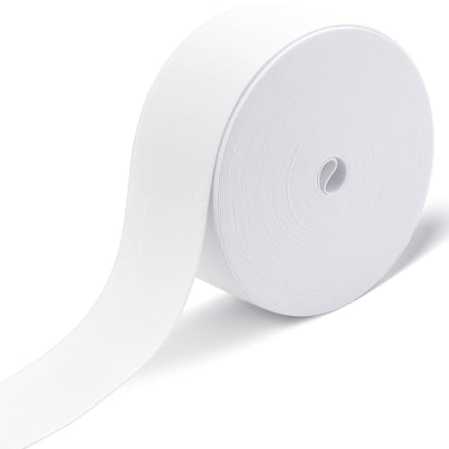 RIUNBB White Elastic Bands for Sewing - Waistband Elastic 2 inch x 15 Yards - Durable Comfortable Stretch for Pajamas Crafts Waistbands & Masks