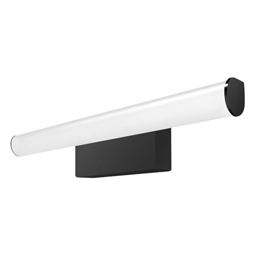 kalb | LED Spiegelleuchte, Rund, Wandlampe 230VAC, Badezimmer Leuchte Chrom oder Schwarz - Modernes Ambiente, Energiesparend, Spritzwassergeschützt (Schwarz - Warmweiß, 300mm)