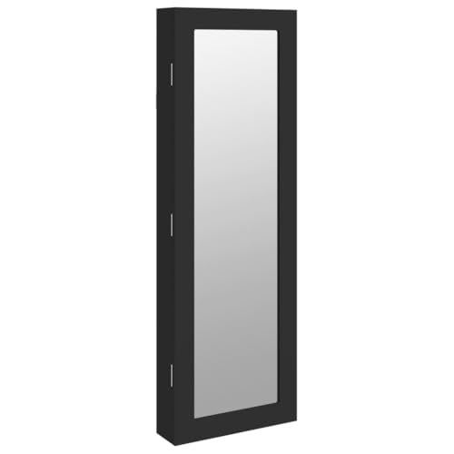 vidaXL Armoire à bijoux avec miroir murale noir 30x8,5x90 cm, armoire à bijoux, organisateur de bijoux, armoire à bijoux avec miroir