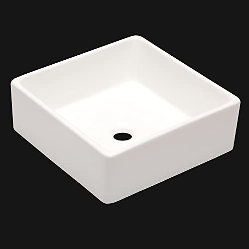 Square Vessel Sink For Bathroom - Donsdey 15"X15" Square Vessel Sink White Ceramic Porcelain Above Counter Vanity Sink Bowl Basin #TOP4