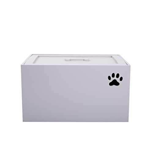 Dog Toys Chest Storage Collection Box With Lid Wooden Crates Gift Hampers (Grey, Large)