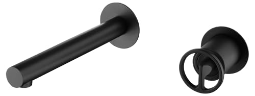 GALYON IMEX Grifo Empotrado Monomando Lavabo   SERIE OLIMPO Grifo de Latón Acabado en Negro Mate con Cuerpo Empotrado Directo a Pared, Sin Caja de Registro, Diseño Moderno y Funcional.