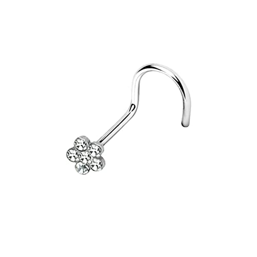 FIFTH CUE 4pc 6-Gem Flower 316L Surgical Steel Nose Screw Value Pack - 18GA Nose Piercings, Flower Nose Ring, Nostril Jewelry in Clear, Pink, Aqua, Rainbow Colors by FIFTH CUE - Used condition - Image 6