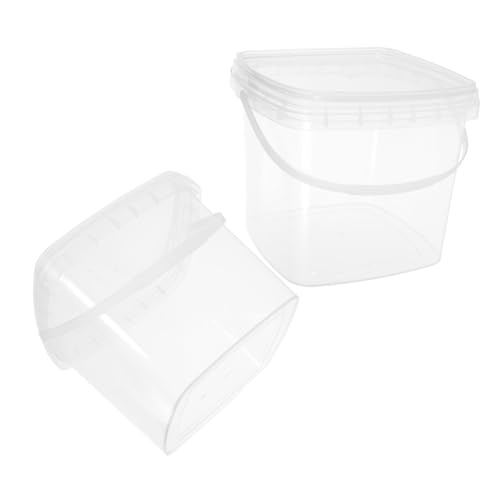 BESPORTBLE 2 Piezas Cubo Plástico Cuadrado con Tapa y Asa Contenedor Reutilizable Transparente para Almacenamiento de Alimentos y Líquidos Resistente y Hermético de Unidades