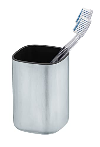 Wenko Vaso de Dientes Acero Inoxidable Alassio, Plateado Mate, 10.5 x 7 x 7 cm