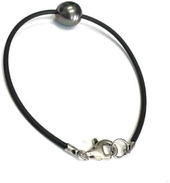 Regalia by Ulti Ramos Sterling Silver 10-11mm Tahitian Baroque Cultured Pearl Leather Bracelet AAAA Quatlity