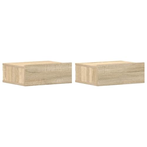 vidaXL Mesitas de Noche flotantes 2 uds contrachapada Roble 40x30x15cm