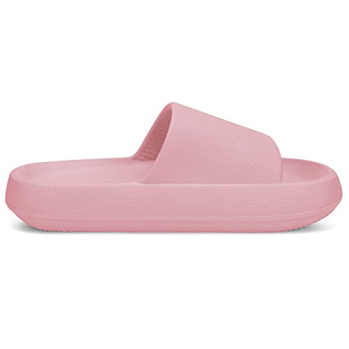Image of welltree Slides for Women Men Pillow Slippers Non-Slip Bathroom Shower Sandals Soft Thick Sole Indoor and Outdoor Slides